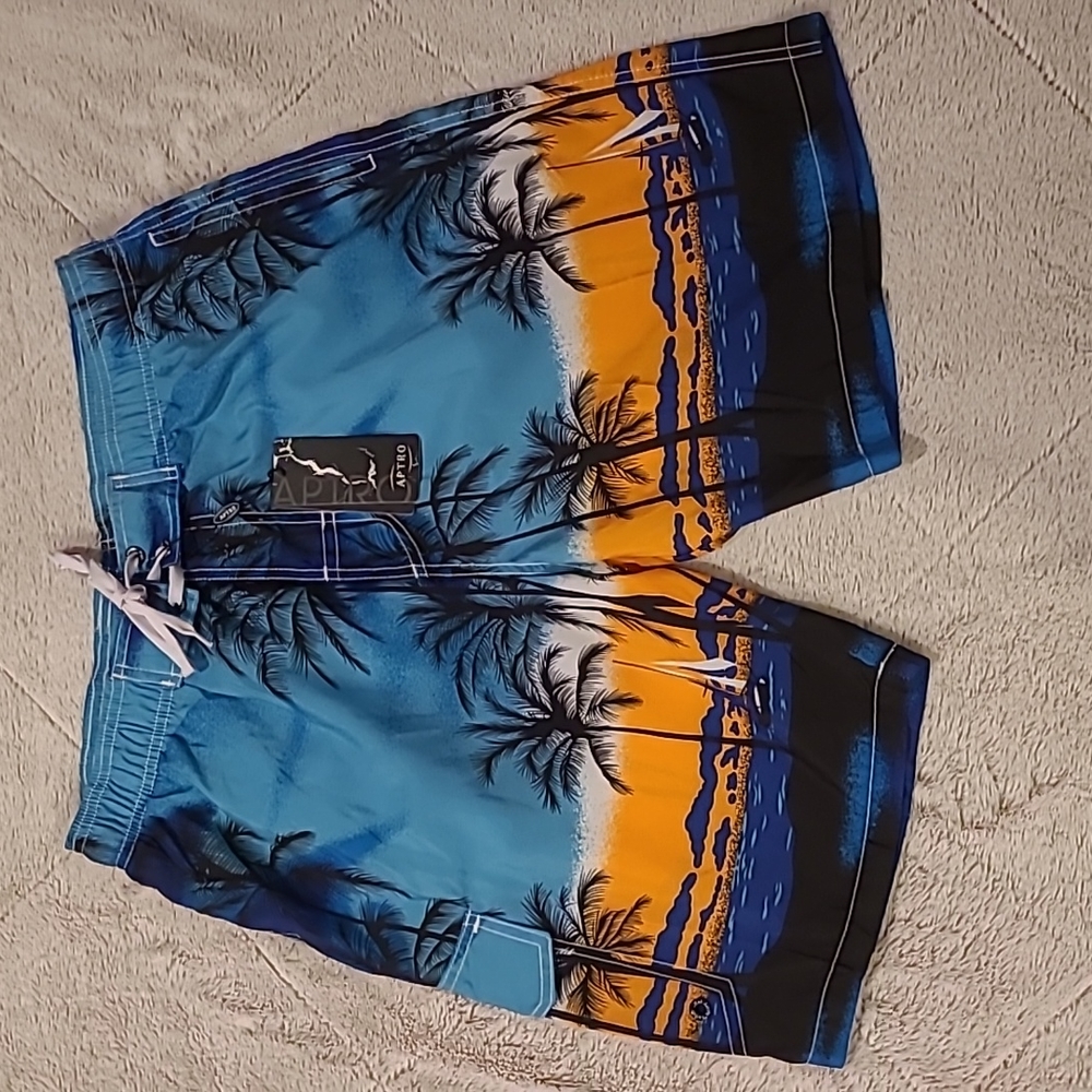 Aptro blue and orange swim trunks